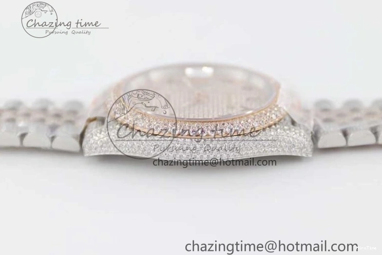 MiroTime 1229 Affordable Datejust 41 SS RG Full Diamonds TWF 1:1 Best Edition Arabic Markers Dial on Jubilee Bracelet A 2385